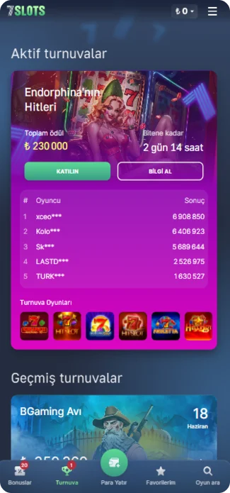 7 Slots Turnuvalar