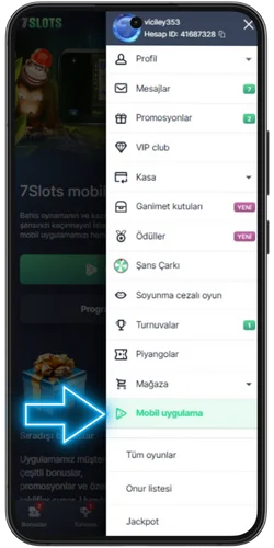 Menüde "Uygulama"yı bulun